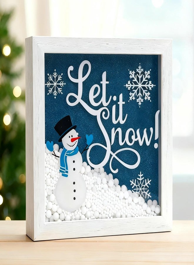 Feivando Christmas Wooden Tabletop Sign Blue Snowman with Snowflake Block Sign Xmas Table Centerpiece for Winter Holiday Party Home Shelf Fireplace Mantle Decoration - Image 1